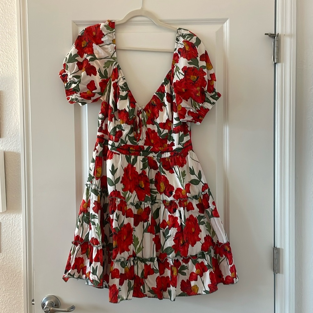 Lena red and white milkmaid dress